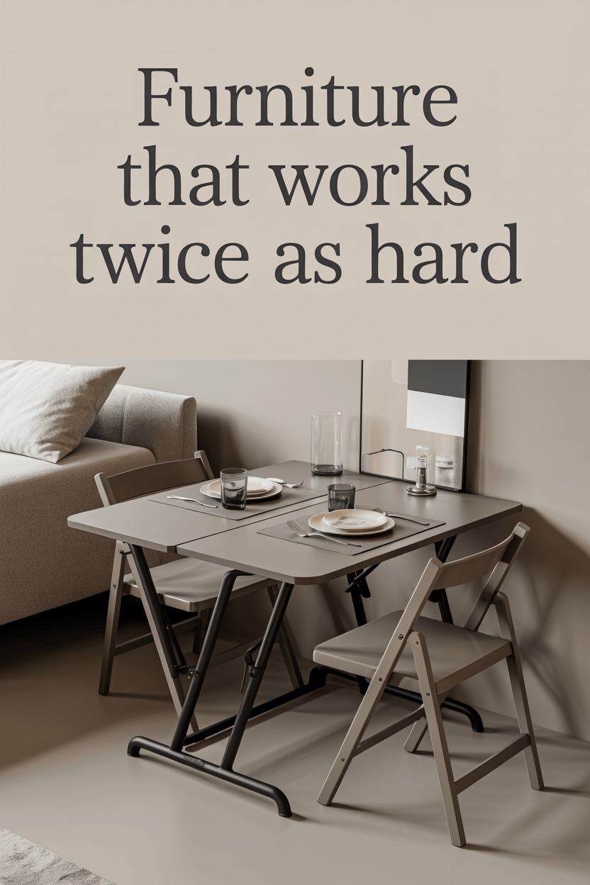 small apartment with foldable table and multifunctional furniture setup