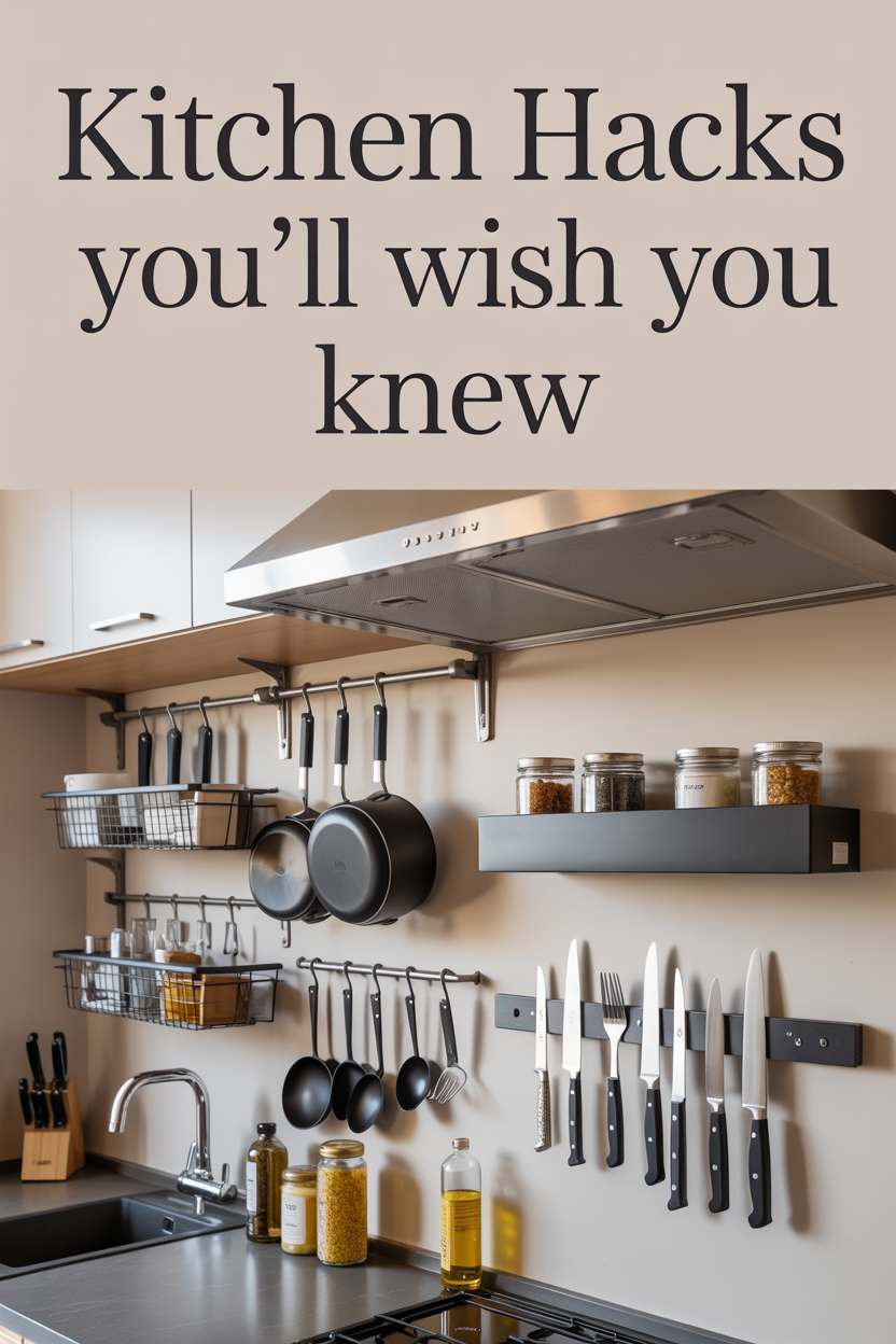 small kitchen with wall mounted storage and organized shelves